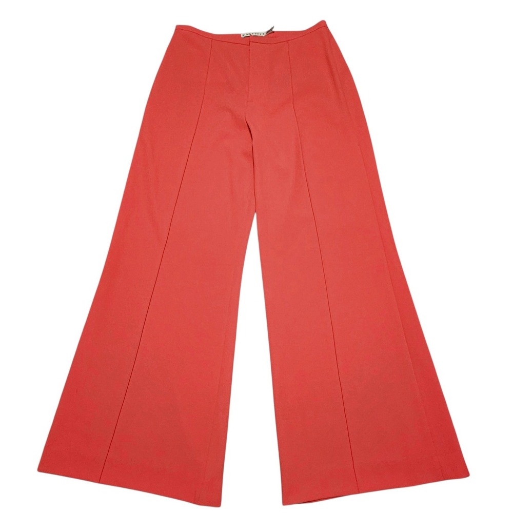 Alice + Olivia Dylan Pants Size 8 Wide Leg Front Seam High Rise Trousers Poppy